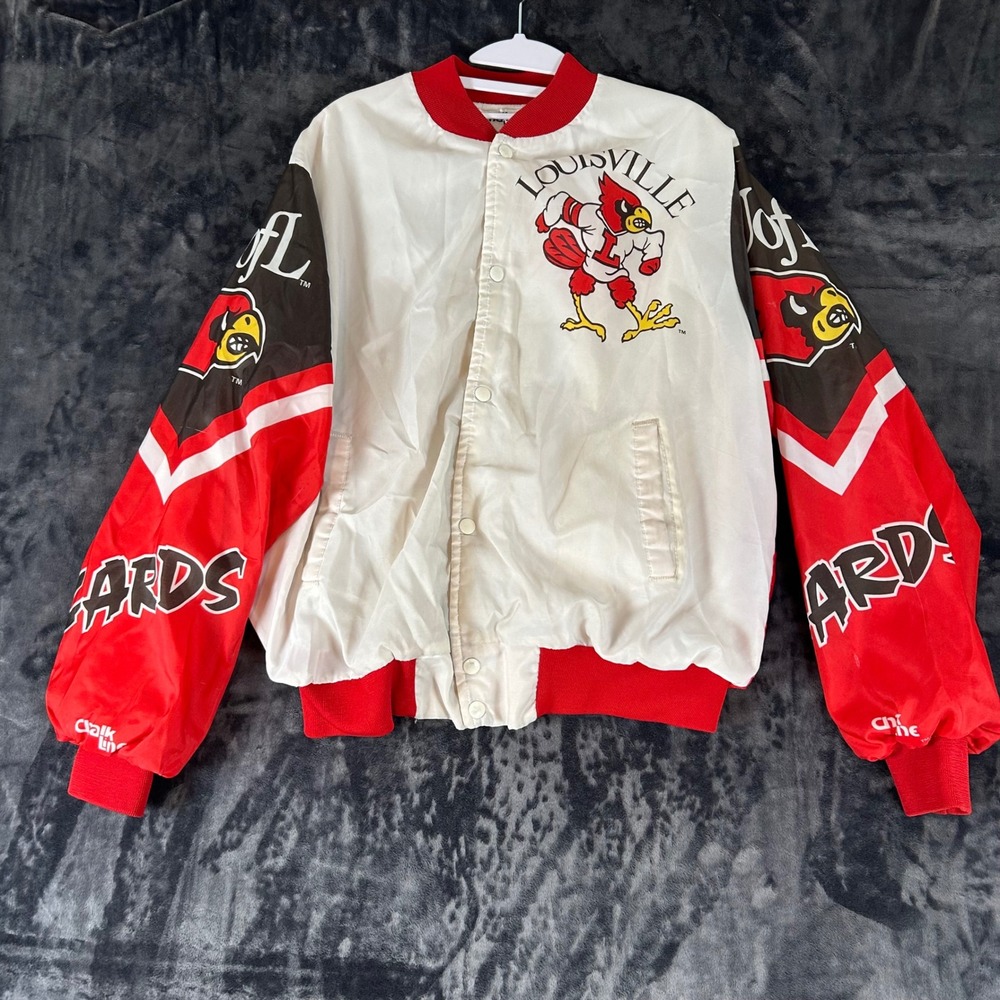 Chalk‎ Line Bomber Jacket Mens Large White Louisville Cardinals Vintage 80s USA